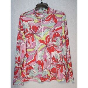 Tail Long Sleeve Stretch Shirt Women 2XL 1/4 Zip Pullover Floral Multicolor